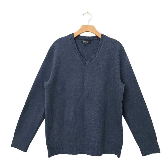 Banana Republic Sweater Large Blue V-Neck Merino Extra Fine Wool Long Sleeve - Picture 1 of 12
